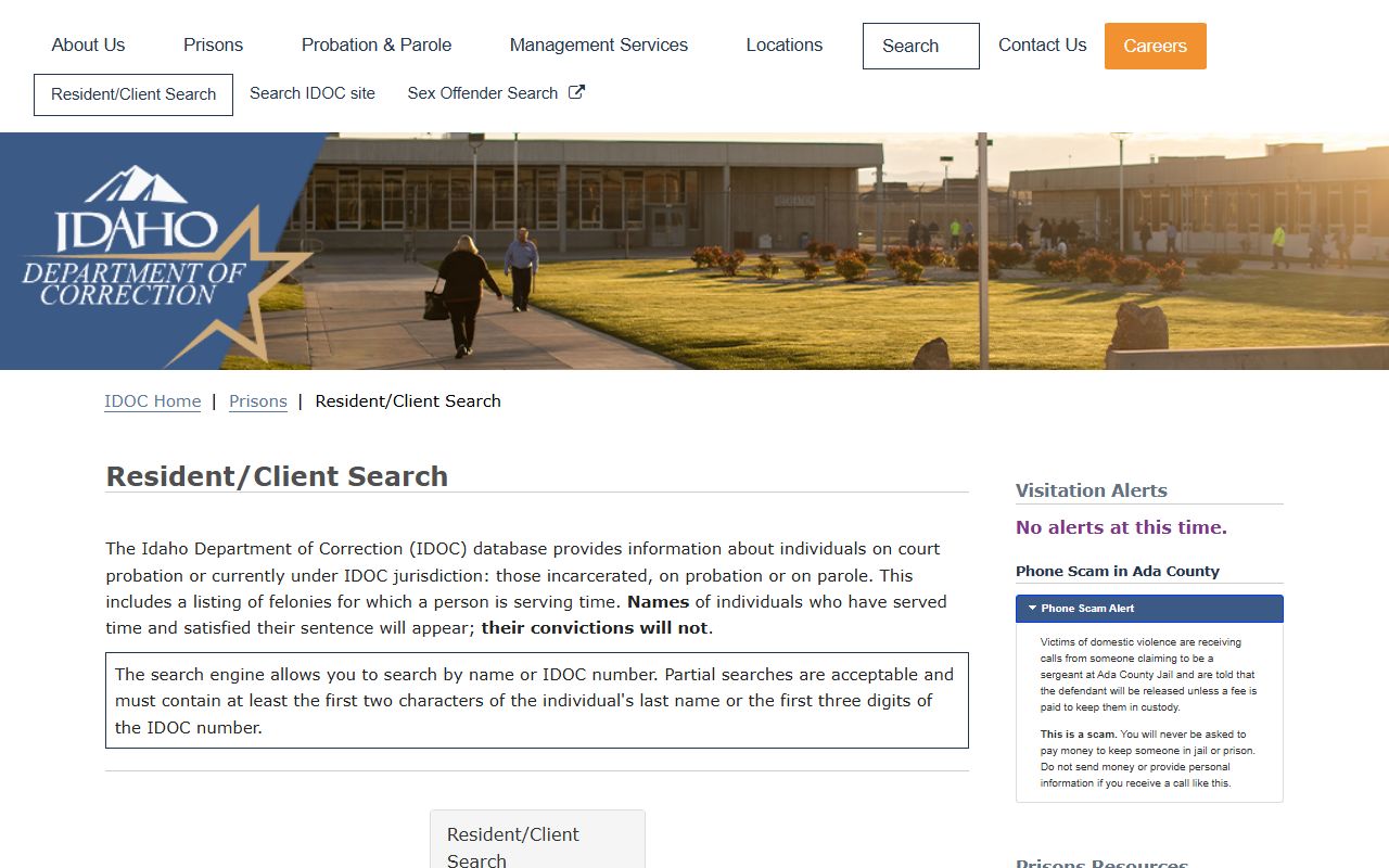 Bonneville County inmate records IDOC resident search
