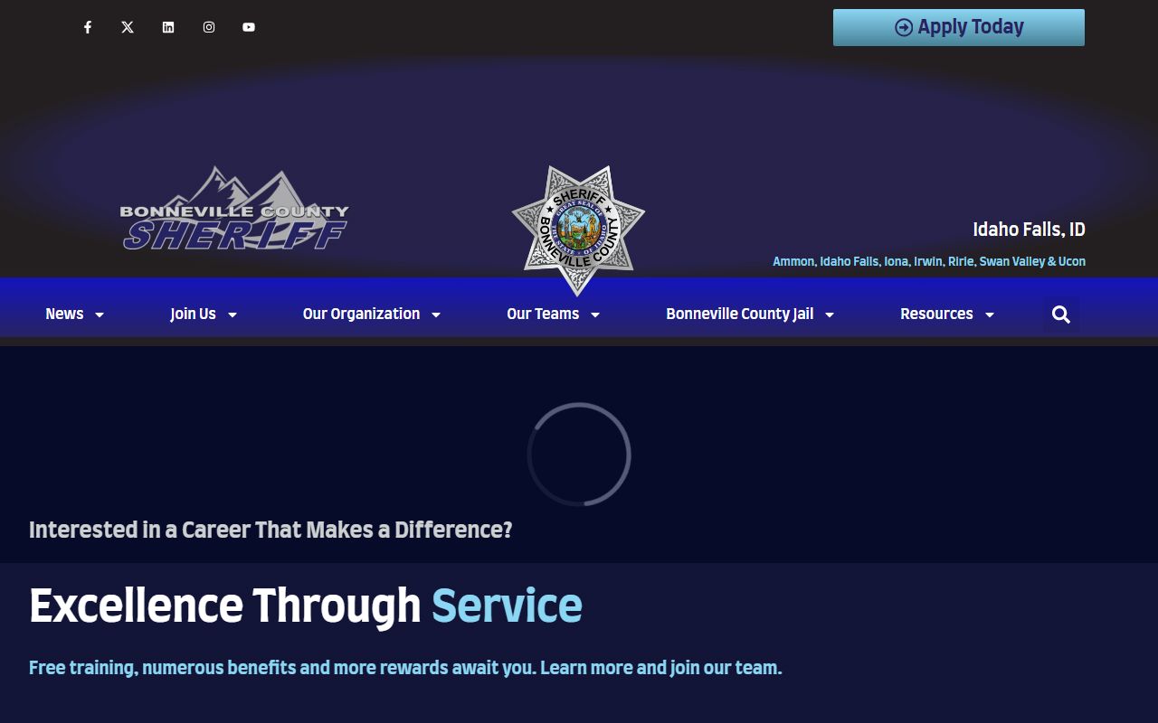 Bonneville County warrant search sheriff homepage