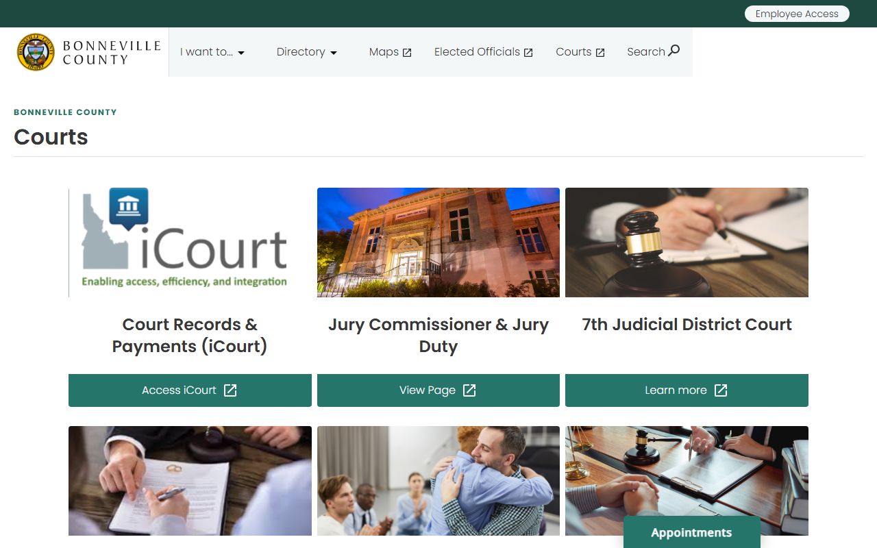 Bonneville County court records courts landing page
