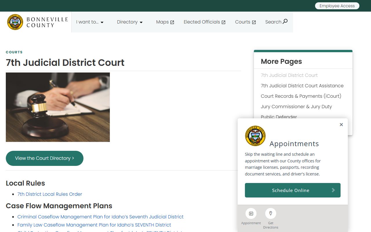 Bonneville County court records Seventh Judicial District page